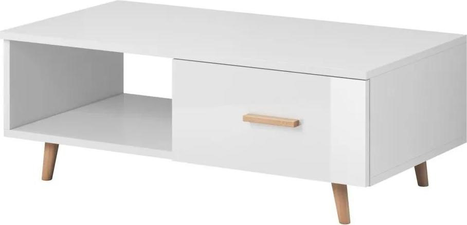 Konferenční stolek Sweden 110 cm bílý mat/bílý lesk