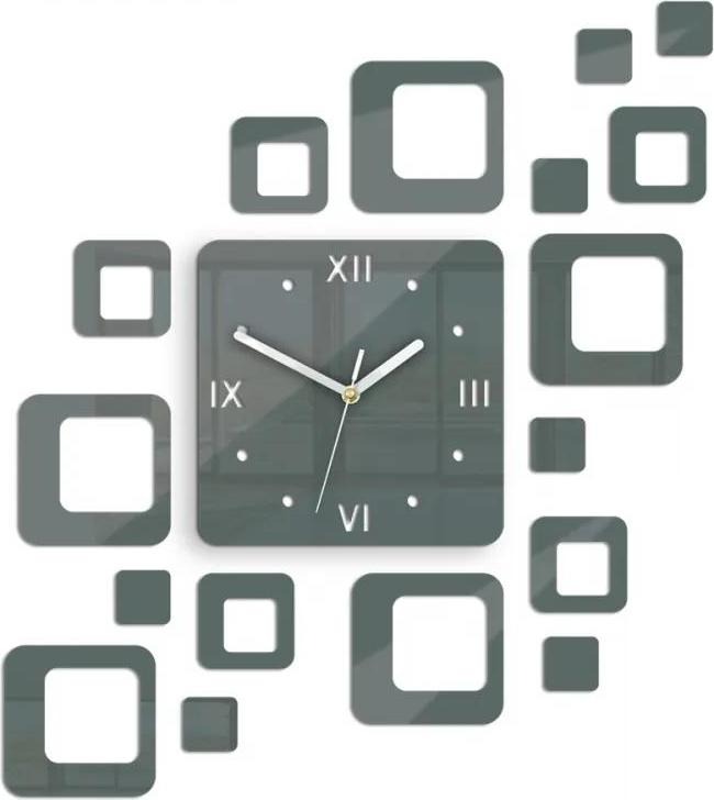 3D nalepovací hodiny Roman Quadrat tmavě šedé