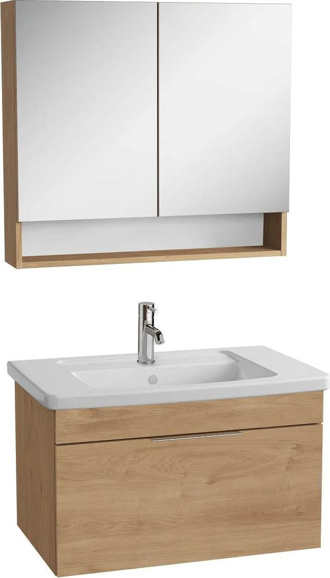 Koupelnová skříňka s umyvadlem a zrcadlem Vitra Mia 80x49x45cm zlatý dub mat
