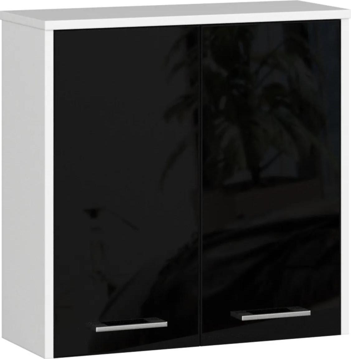 Závěsná koupelnová skříňka Fin 60 cm bílá/černá lesk