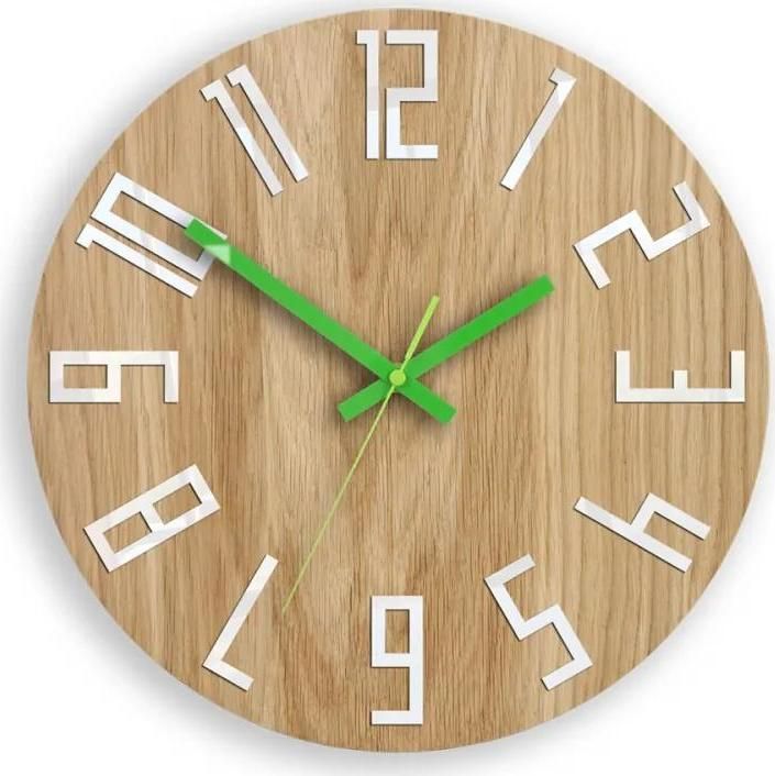Nástěnné hodiny Slim hnědo-zelené