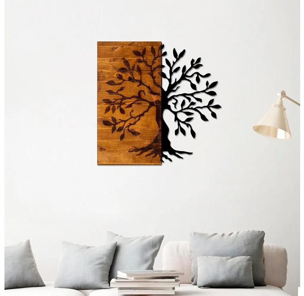 Asir Nástěnná dekorace 58x58 cm strom dřevo/kov AS1461