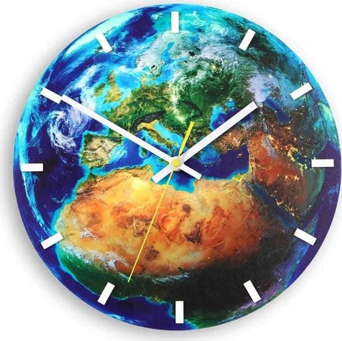 Nástěnné hodiny Globe modré