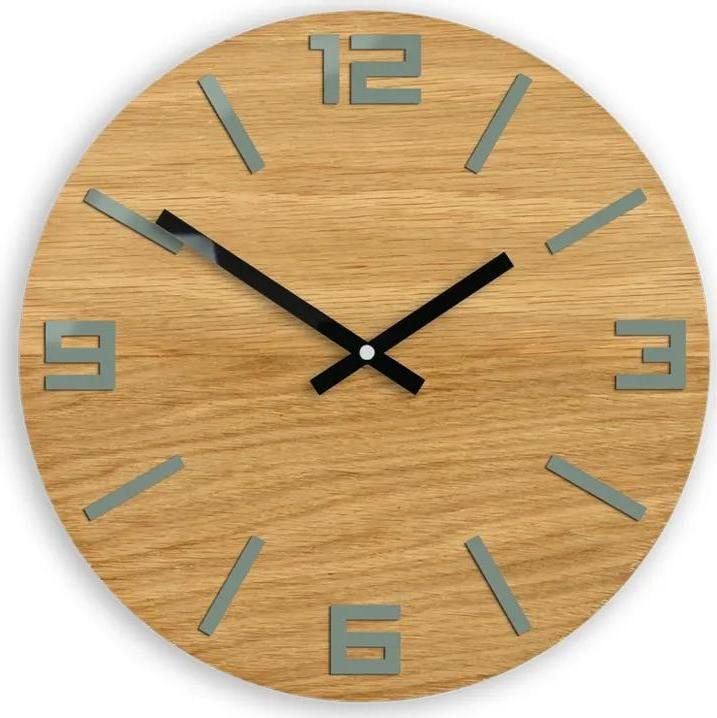 Nástěnné hodiny Arabic Wood hnědo-šedé