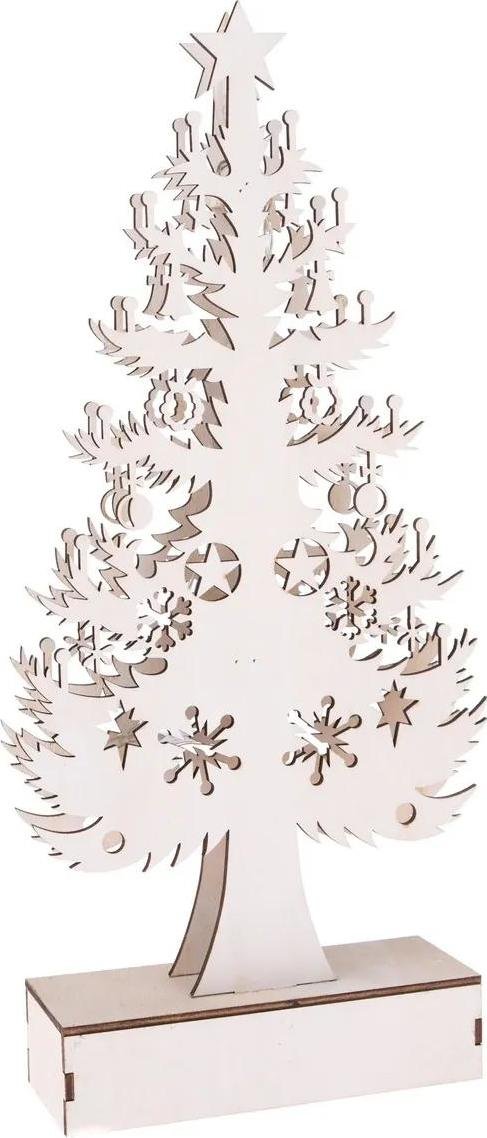 Vánoční dřevěná LED dekorace Stromek bílá