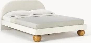 Čalouněná postel's kulovými nohami z dubového dřeva Rena